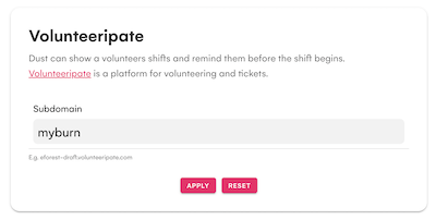 Volunteeripate Settings